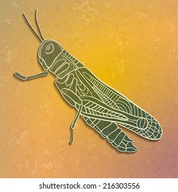 Grasshopper. Abstract background. 