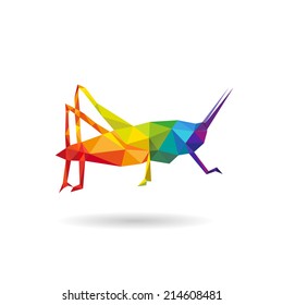 Grasshopper abstract isolated on a white backgrounds, vector illustration