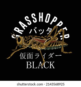 grasshopper black illustraion for printing apparel