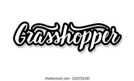 Grasshopper calligraphy template text for your design illustration concept. Handwritten lettering title vector words on white isolated background