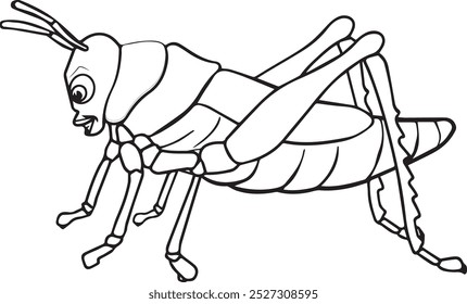 grasshopper cartoon character standing sideview