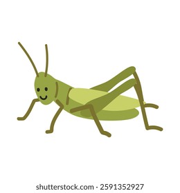 Grasshopper cartoon clipart. Cute green grasshopper (Caelifera) vector illustration. Animal in flat style. Insects and anthropods concept isolated on white background