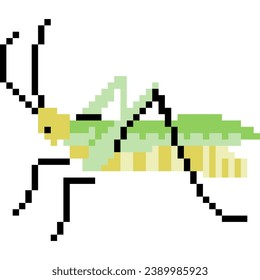 Grasshopper cartoon icon in pixel style