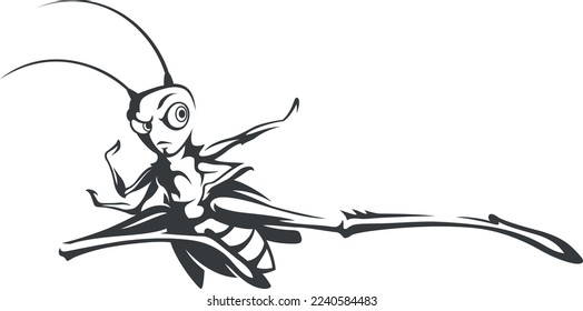 Carácter Grasshopper Doing Flying Kick