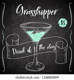 Grasshopper cocktail. Hand drawn drink on white background. Vector illustration.