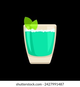 Grasshopper cocktail served with mint leaves vector illustration