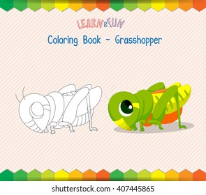 Grasshopper coloring book educational game