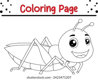 libro de colorear saltamontes para niños. Páginas de coloreado de animales salvajes para niños