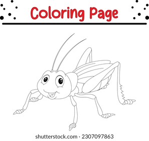 grasshopper coloring page for kids. Cute grasshopper cartoon coloring page illustration vector.