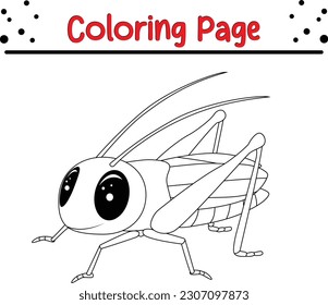 grasshopper coloring page for kids. Cute grasshopper cartoon coloring page illustration vector.