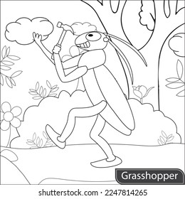 Grasshopper Coloring Pages for Kids