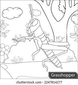 Grasshopper Coloring Pages for Kids