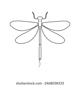 Grasshopper continuous line drawing element isolated vector illustration of wild insect fly form in trendy one line minimalist outline.