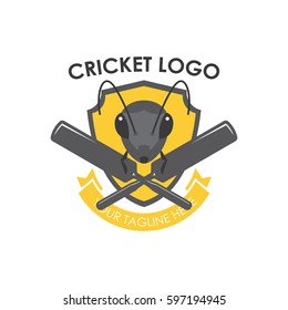 Grasshopper, cricket insect logo