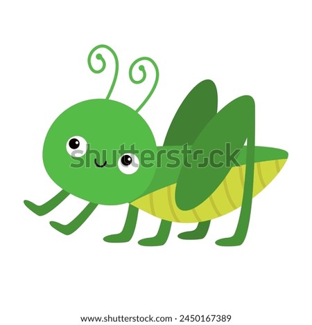 Grasshopper cricket locust icon. Cute cartoon kawaii funny baby character. Insect bug collection. Childish style. Flat design. White background. Isolated. Vector illustration