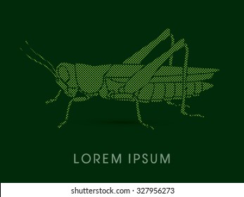 Grasshopper, designed using dot and square pattern graphic vector.