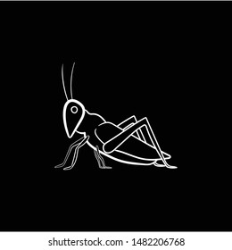 Grasshopper doodle hand drawing vector  flat black