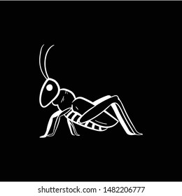 Grasshopper doodle hand drawing vector  flat black