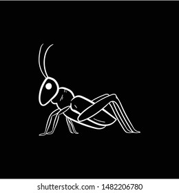 Grasshopper doodle hand drawing vector  flat black