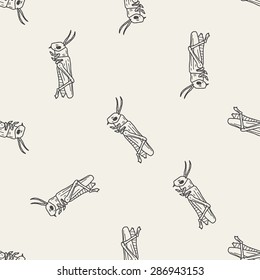grasshopper doodle seamless pattern background