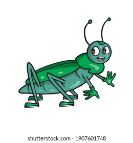 Grasshopper Friendly Cute insect cartoon Vector illustration