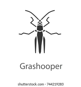 Grasshopper glyph icon. Insect pest. Locusts. Silhouette symbol. Negative space. Vector isolated illustration