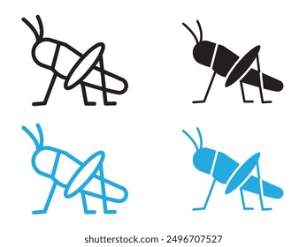 Grasshopper icon (2) black and white vector outline sign