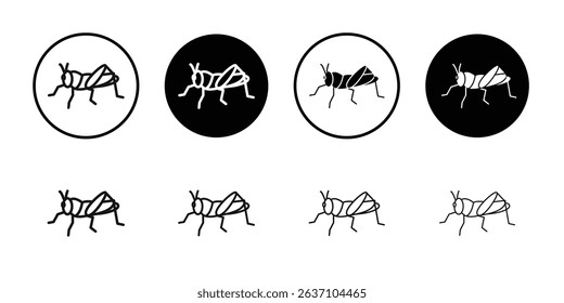 Grasshopper icon Black line art vector logo set