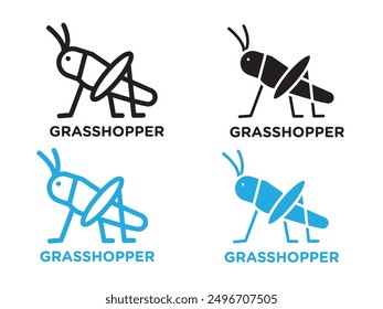 Grasshopper icon black and white vector outline sign