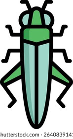 grasshopper icon illustration design with filled outline, this is not made from any AI generation