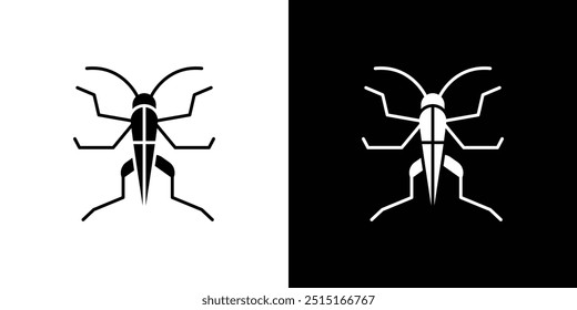 Conjunto de símbolos de símbolo de esquema de icono de saltamontes