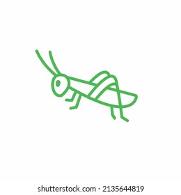 Línea abstracta de insecto Grasshopper, icono de insecto verde, vector de logotipo