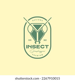 grasshopper insect head geometric badge simple logo design vector icon illustration