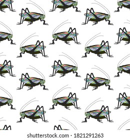 Grasshopper insects seamless pattern. Vector stock illustration eps10