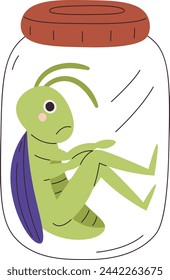 Grasshopper Inside Can Vector Illustration