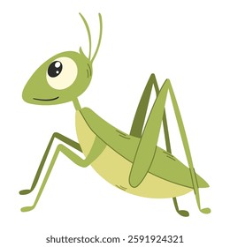 Grasshopper isolated on white background. Children's illustration. Vector Illustration.