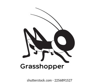 Grasshopper isolated vector Silhouettes on white background 
