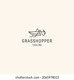 Grasshopper line logo design template