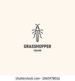 Grasshopper line logo design template