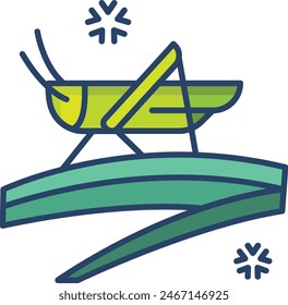 Grasshopper linear color vector illustration