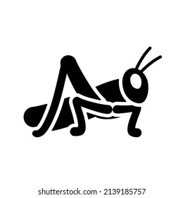 Icono de glifo de langosta de Grasshopper. Señal de agricultura. Símbolo gráfico para el diseño del sitio web, logotipo, aplicación, interfaz de usuario. Ilustración del vector, EPS10.