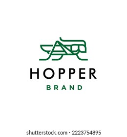 Grasshopper  logo. Cricket insect icon in trendy minimal Geometric line linear style