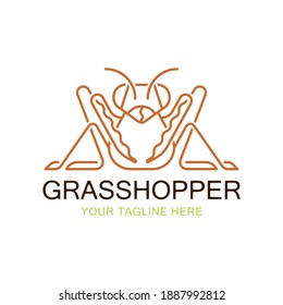 Grasshopper logo design inspiration. cricket insect icon in trendy minimal Geometric line linear style