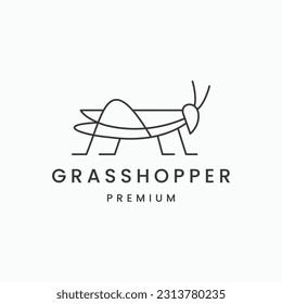 Grasshopper logo icon design template line style .