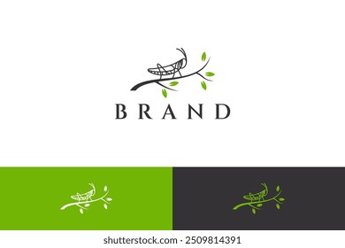 Grasshopper logo perched on a branch