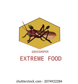 Grasshopper Logo With Spoon And Fork For Extreme Food