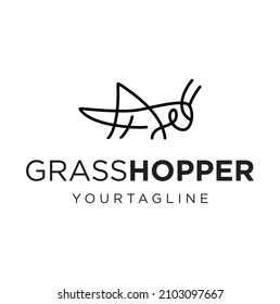 Resumen de la línea del logo de Grasshopper mantis. icono del insecto de cricket en el moderno estilo lineal de línea minimalista Vector de stock