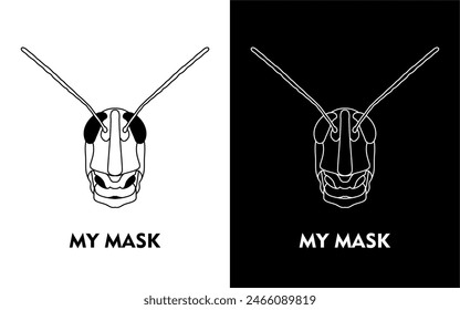grasshopper mask vector, illustration, for design purposes