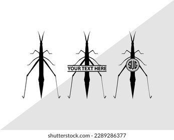 Grasshopper Monogram Vector Illustration Silhouette