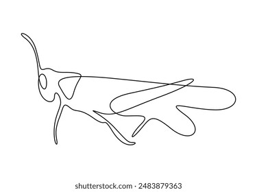 Grasshopper in one continuous line drawing vector illustration